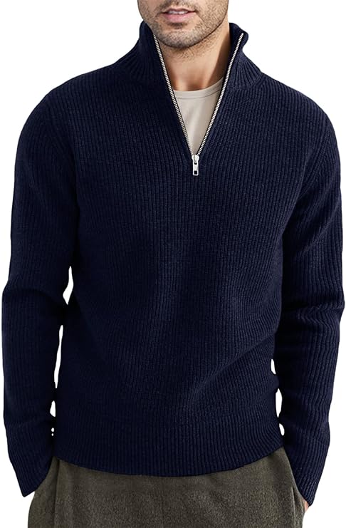 Elegant herr dragkedjetröja i enfärgad italiensk design. Perfekt för stilmedvetna män.