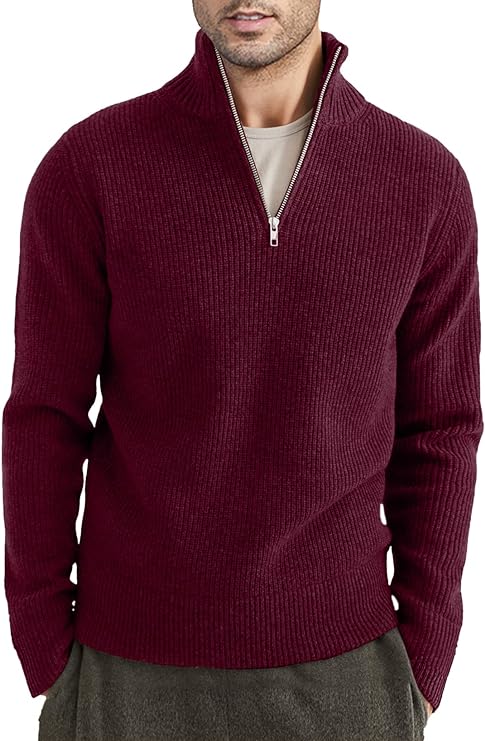 Herrtröja med dragkedja, modern italiensk design. Högkvalitativt plagg för herrmode.