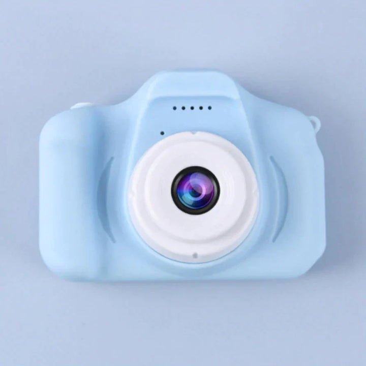 Blå kompakt vintagekamera, 12MP digital minikamera. Liten och stilfull för enkel fotografering.