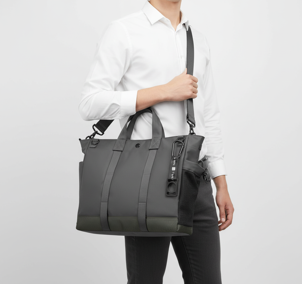 Ergonomisk datorväska grå unisex med vadderat fack för laptop. Reseväska för arbete, med smart förvaring.