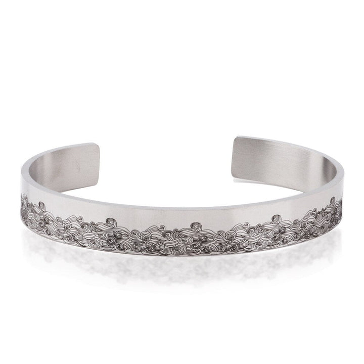 Rostfritt stål manschettarmband med inskriptionen 'Saknar Dig är Min Hobby', en kärleksfull jubileumspresent.