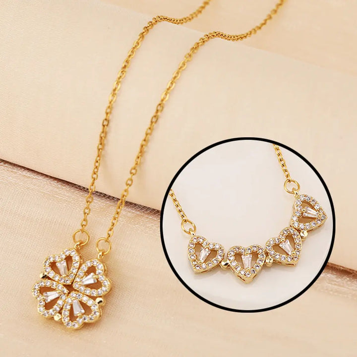 Elegant damhalsband med hjärtmotiv och zirkonstenar, perfekt för att lyfta varje outfit.