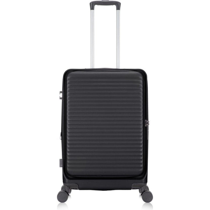 Stilren hårdväska med 360° spinnerhjul & TSA-lås. Lätt att manövrera, säker för ditt laptopfack.