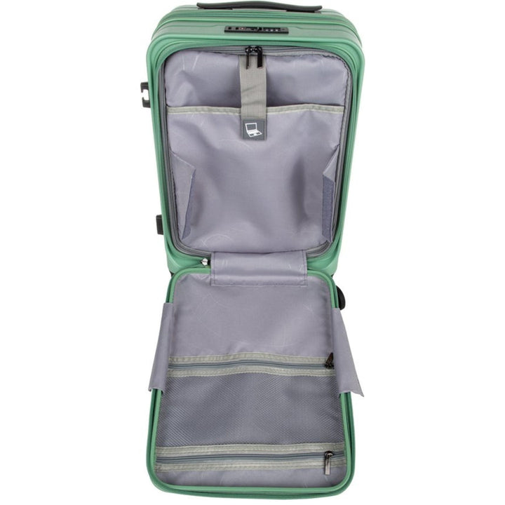 Mångsidig hård resväska med laptopfack, TSA-lås och spinnerhjul. Enkel och säker packning.