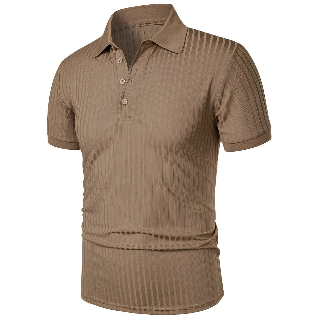 Mångsidig slim fit stickad polotröja för herr, passar både casual och uppklädda tillfällen.