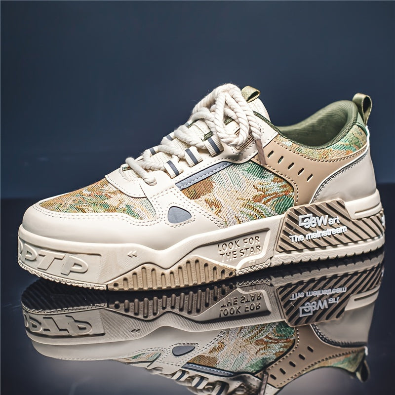 Herr casual sneakers på en stadsgata, framhäver deras mångsidighet som vardagsskor. Trendiga skor.
