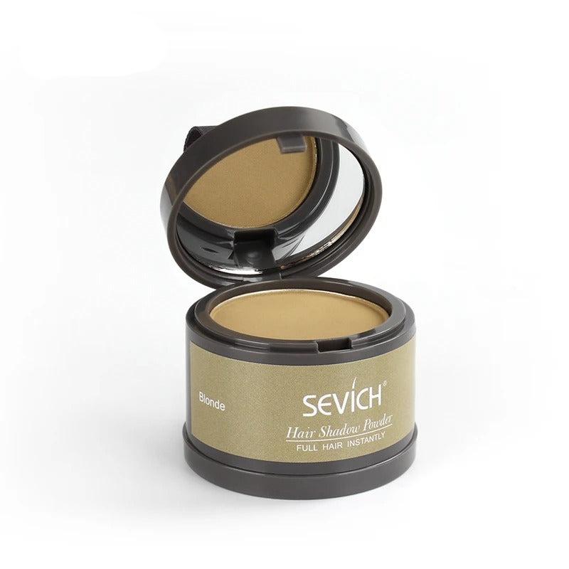 Före- och efterbild som visar effekten av Hårlinjepulver Concealer på utväxt och grått hår.