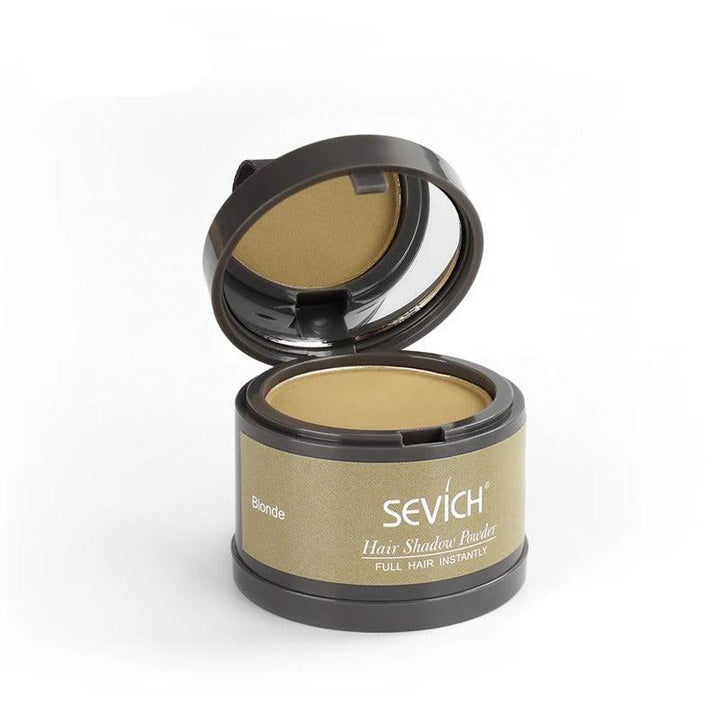 Före- och efterbild som visar effekten av Hårlinjepulver Concealer på utväxt och grått hår.