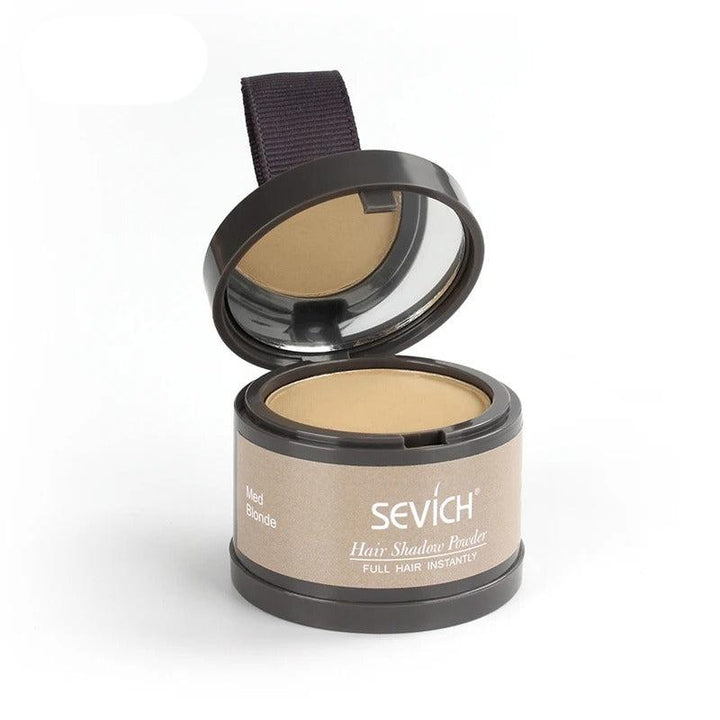 Närbild på puderkonsistensen av Hårlinjepulver Concealer, mjuk och täckande.
