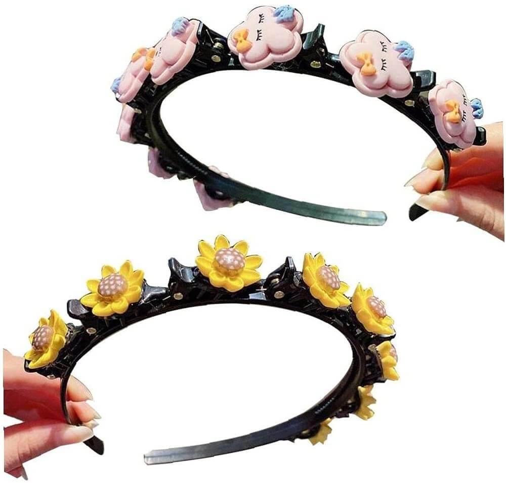 Hårnål med blommotiv och flätfunktion för barn, perfekt för att enkelt skapa frisyrer.