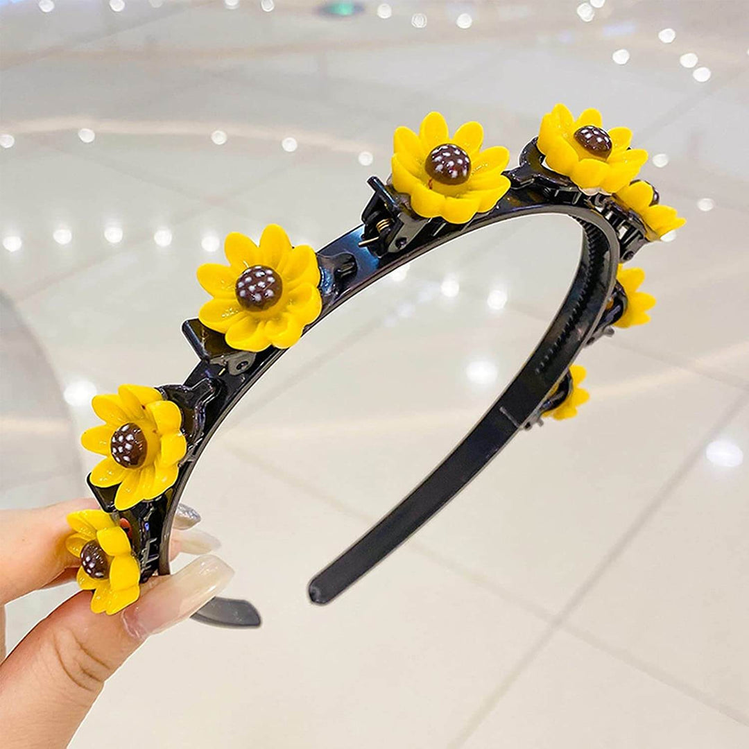 Barnhårnål med blommor och kamfunktion, idealisk för att fläta och hålla håret på plats.