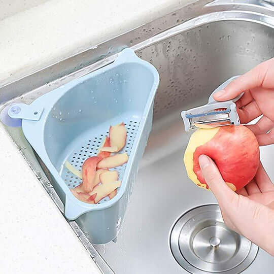 Multifunktionell vasksil för hörn, grå plast, effektiv dränering och köksorganiserare