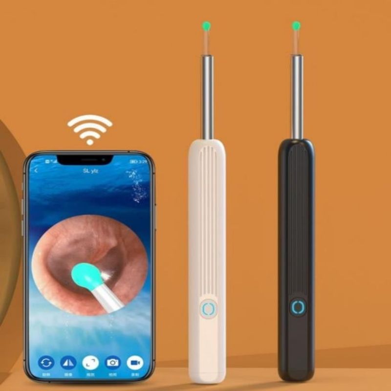 Trådlös öronrengörare och otoskop med wifi-kamera, idealisk för säker vaxborttagning hemma.