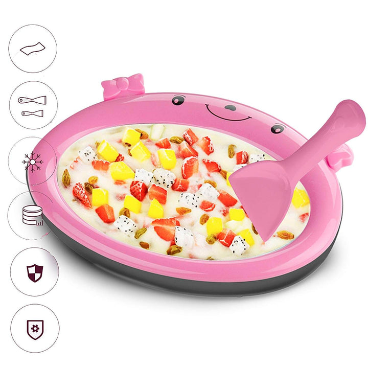 En översiktsbild av den snabba glassmaskinplattan, idealisk för hemgjord dessert.