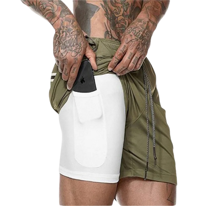 Herr 2-i-1 shorts för aktiv livsstil, blå – perfekt för träning och vardag.