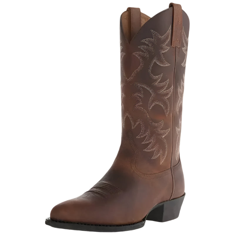 Herr autentiska bruna cowboystövlar i robust westernstil. Perfekta för en stilren americana-look och herrmode.