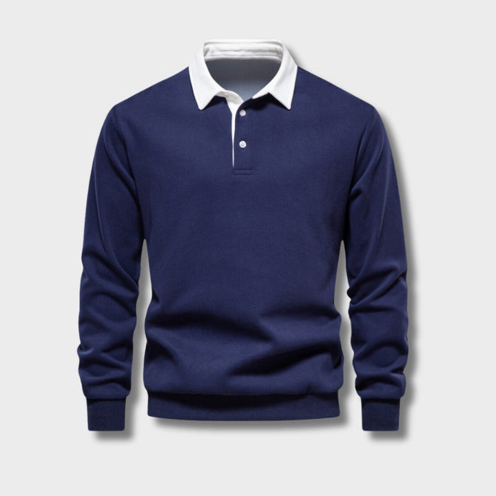 Stilren herrtröja med unika knappdetaljer. Business casual för modern man, långärmad & bekväm.