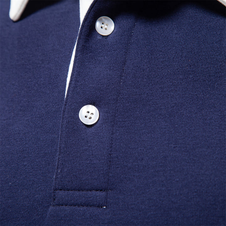 Herr business casual långärmad sweatshirt. Elegant, komfortabel, skrynkelfri med knappdetaljer för män.