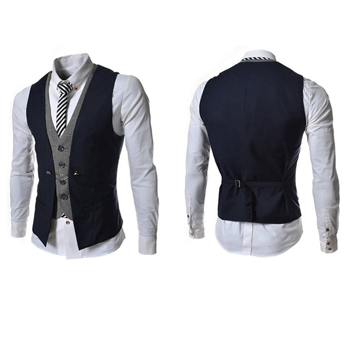 Herrväst slim fit i ljusgrått, utmärkt för sommar business eller festkläder, bekväm passform.