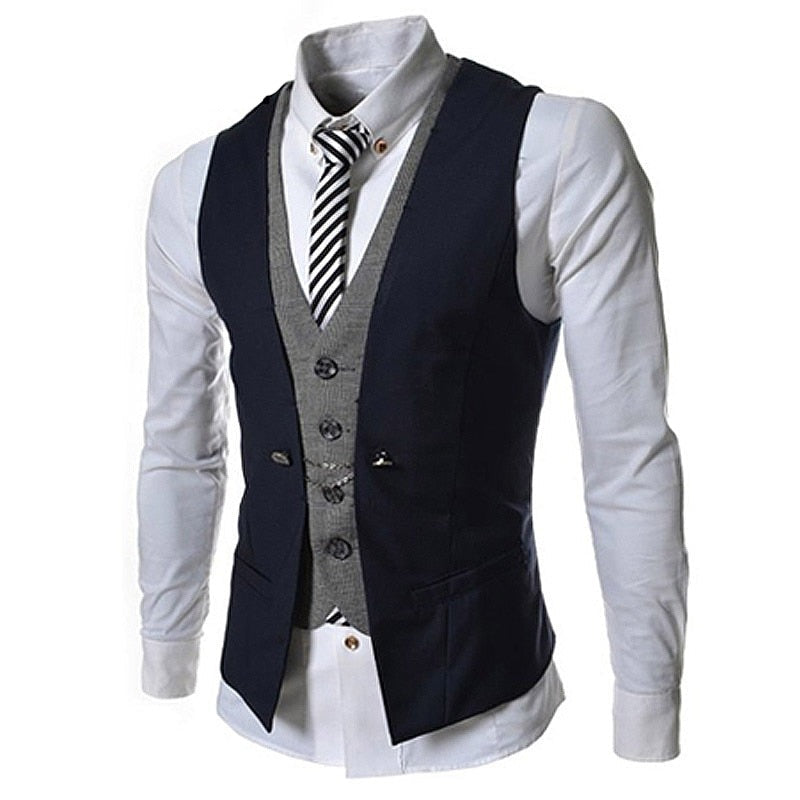 Herrkläder: beige business kostymväst slim fit, stilren och mångsidig för formella tillfällen.