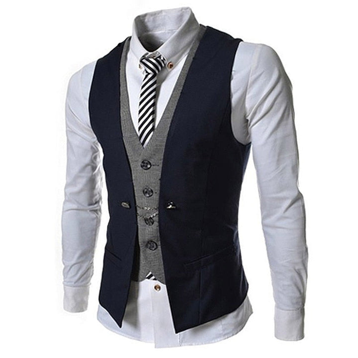 Herrkläder: beige business kostymväst slim fit, stilren och mångsidig för formella tillfällen.