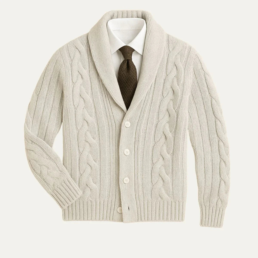 Varm & bekväm stickad herrcardigan. Perfekt herrjacka för kyliga dagar. Elegant vintermode.