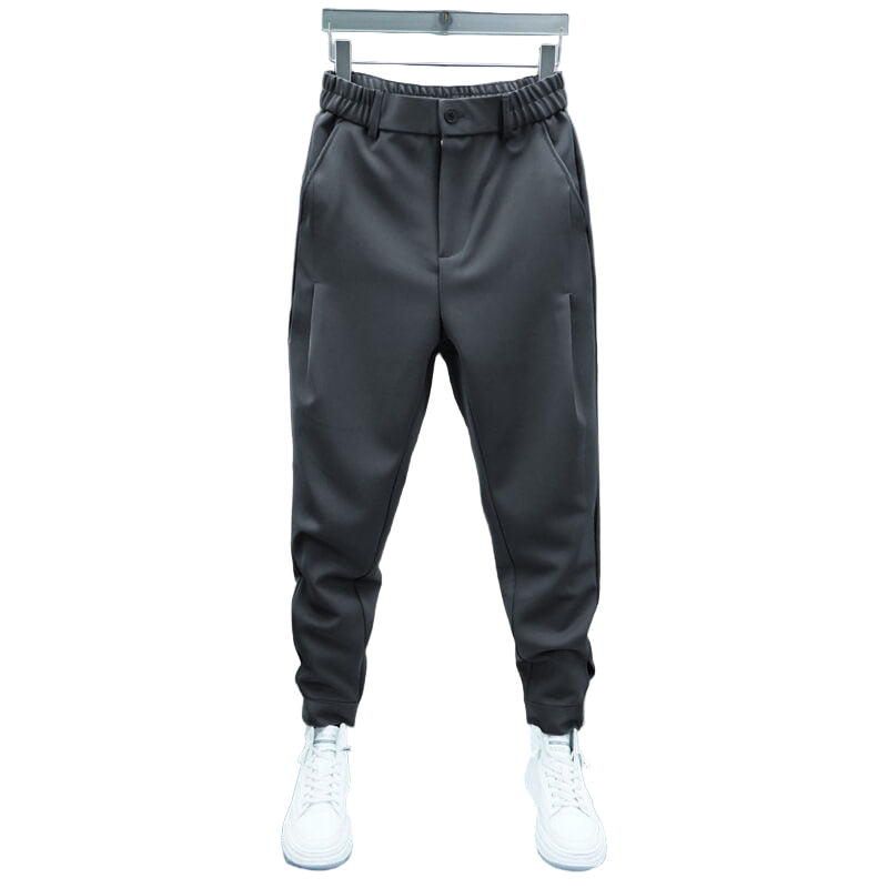 Herr casual chinobyxor i mörkblå bomull, modern stil och bekväm passform.