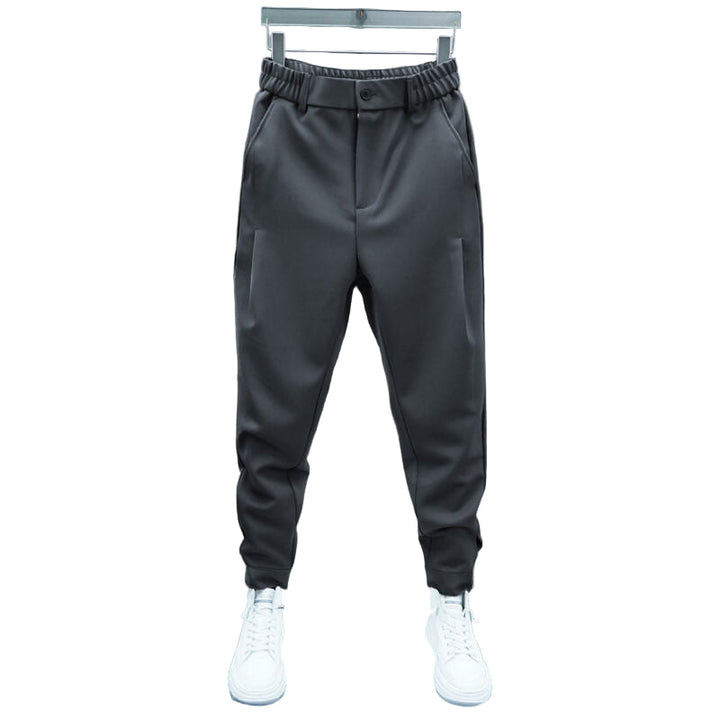 Herr casual chinobyxor i mörkblå bomull, modern stil och bekväm passform.