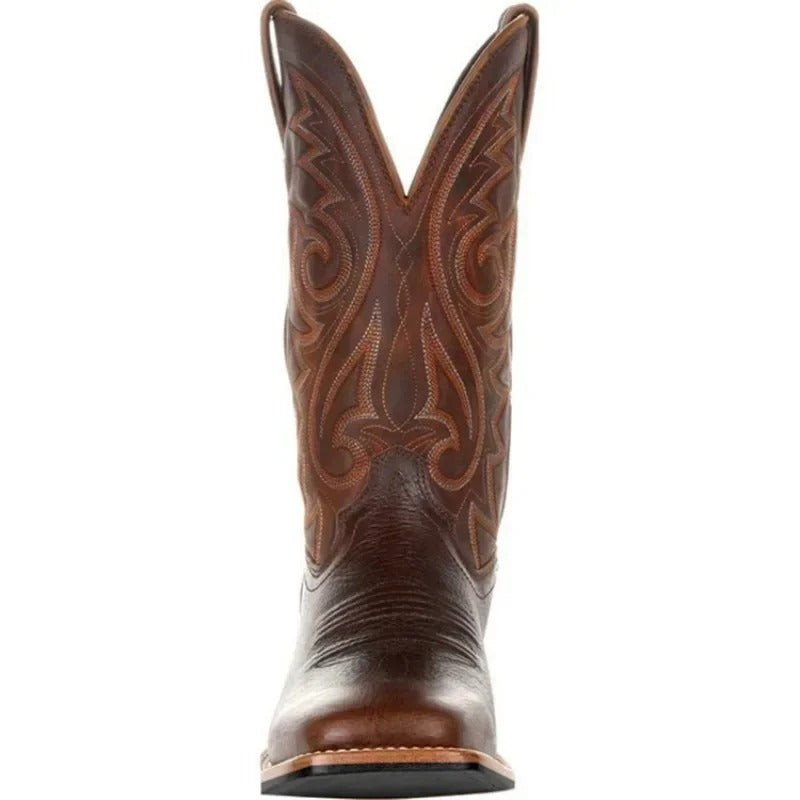 Mode cowboystövlar för herrar, tillverkade i PU-läder, med bekväm slip-on funktion.