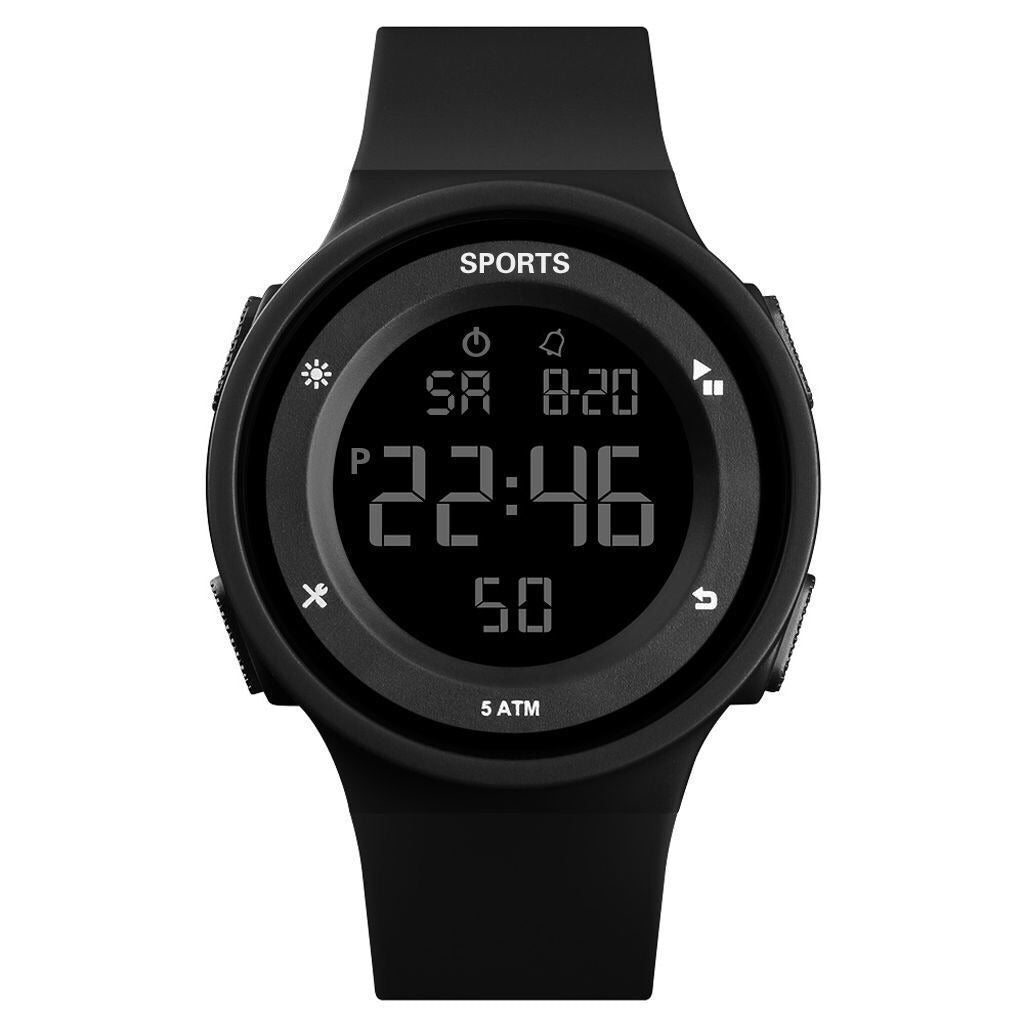 Herr digital sportklocka, vattentät löparklocka med LED-ljus, militärstil och PU-armband.