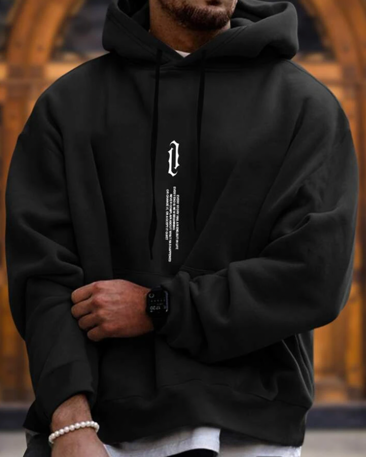 Herr Elegant Hoodie i mjukt tyg, perfekt för stilren komfort. En mångsidig huvtröja för vardagsmode och casual stil.