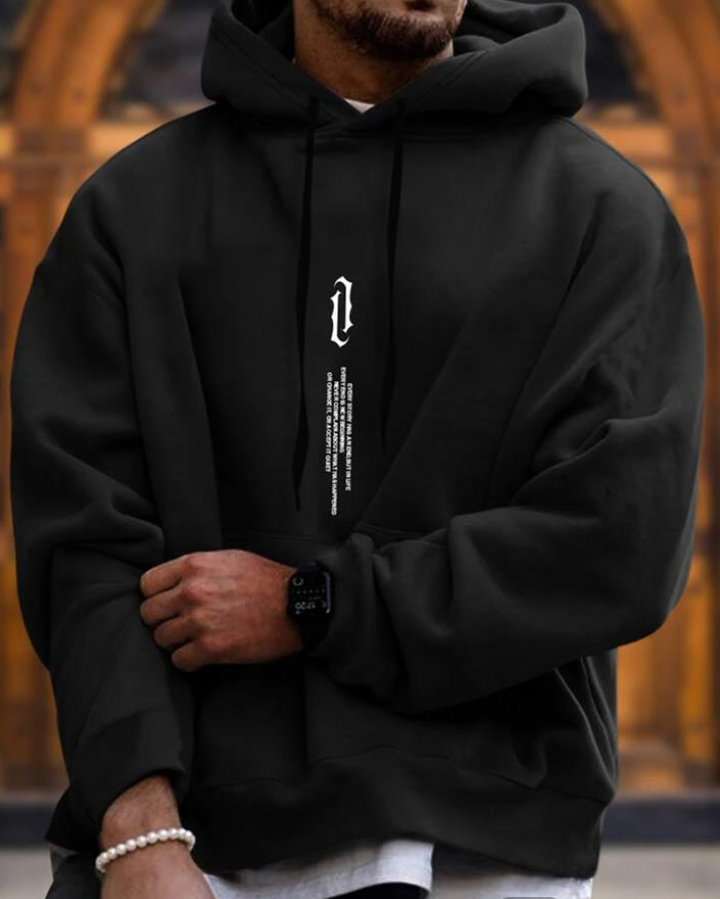 Herr Elegant Hoodie i mjukt tyg, perfekt för stilren komfort. En mångsidig huvtröja för vardagsmode och casual stil.