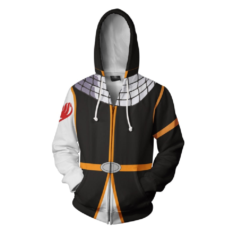 Herr Fairy Tail huvtröja med levande 3D-tryck, bekväm animekläder för casual stil & manga-fans.