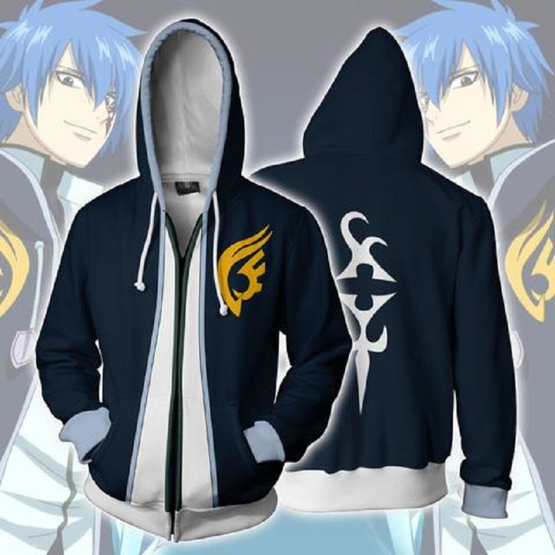 Herr Fairy Tail huvtröja med livfullt 3D-tryck och färgglad anime design, perfekt för att sticka ut.