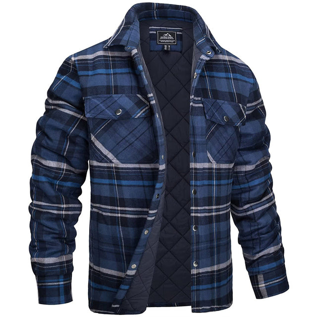 Varm vinterjacka för män, flanelljacka med klassisk tidlös design och praktiska knappar.