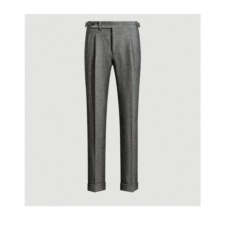 Mångsidiga grå fritidsbyxor för herrar. Avslappnade vardagsbyxor i modern design, idealiska för casual herrmode.