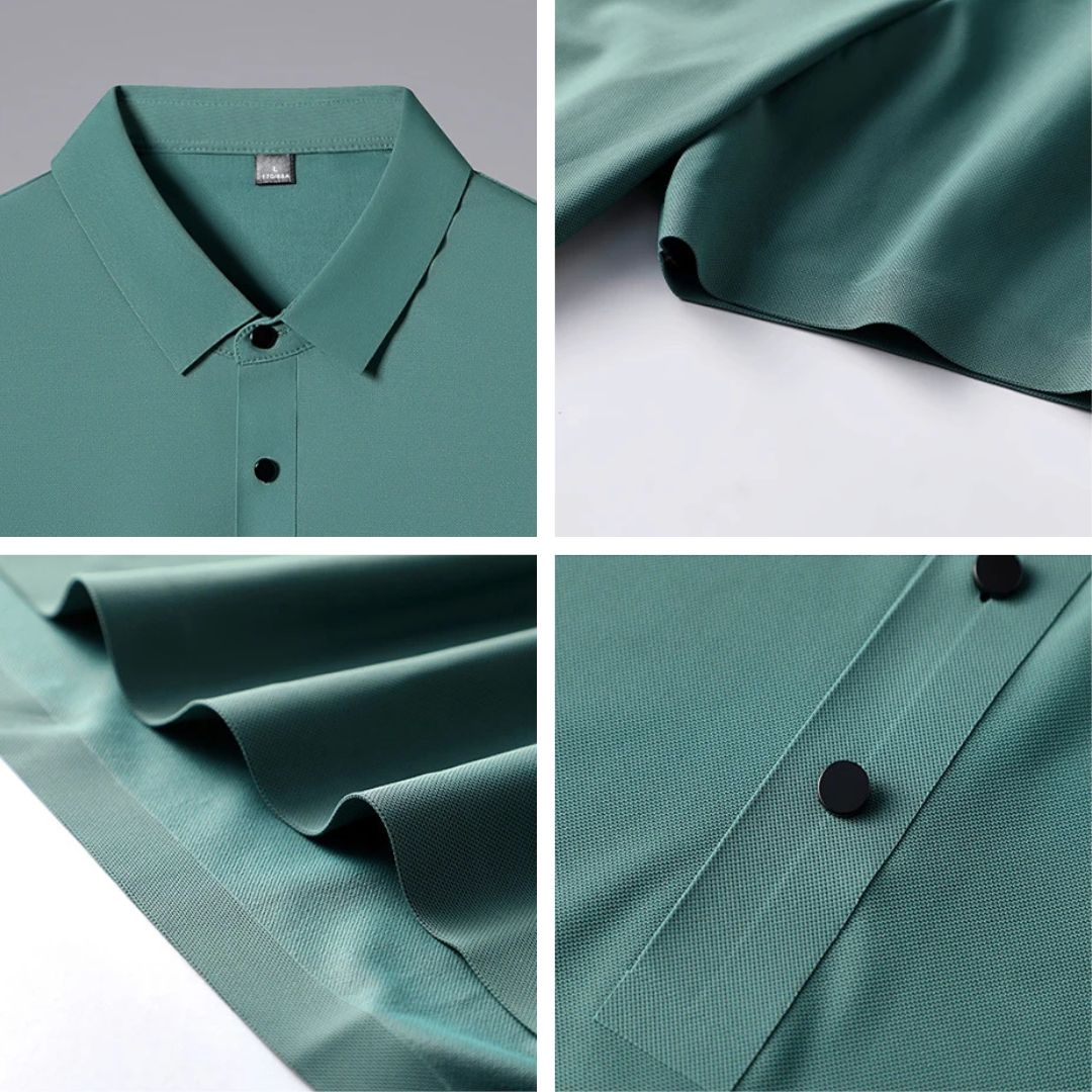 Skrynkelfri herrpolo t-shirt med fukttransporterande funktion. Andningsbar stretch för optimal komfort i vardagen & på golfbanan.