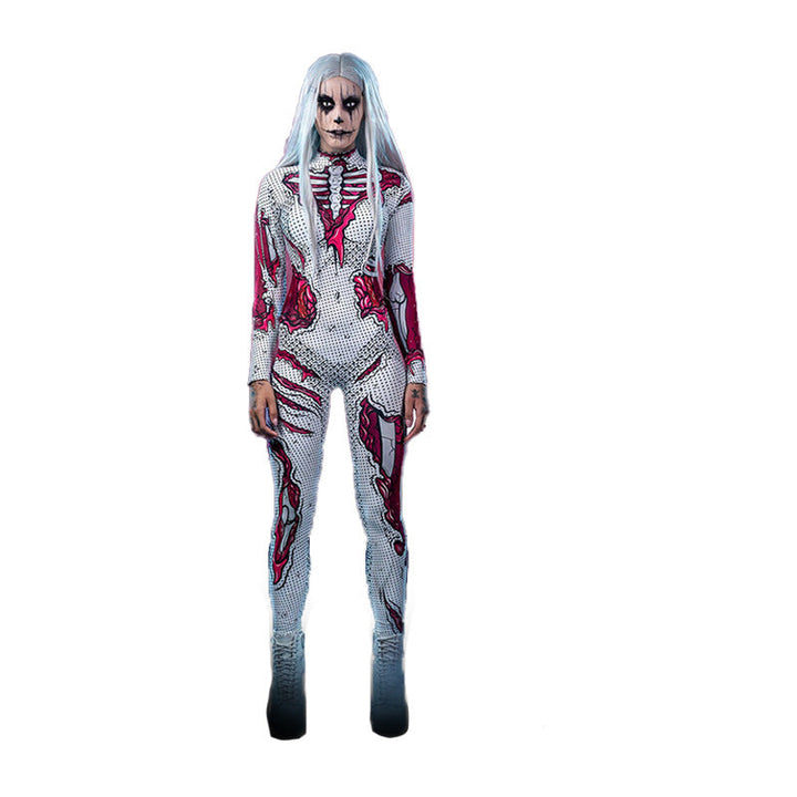 Herr Halloweenkostym med läskigt skräcktryck, perfekt för temafest eller maskerad.