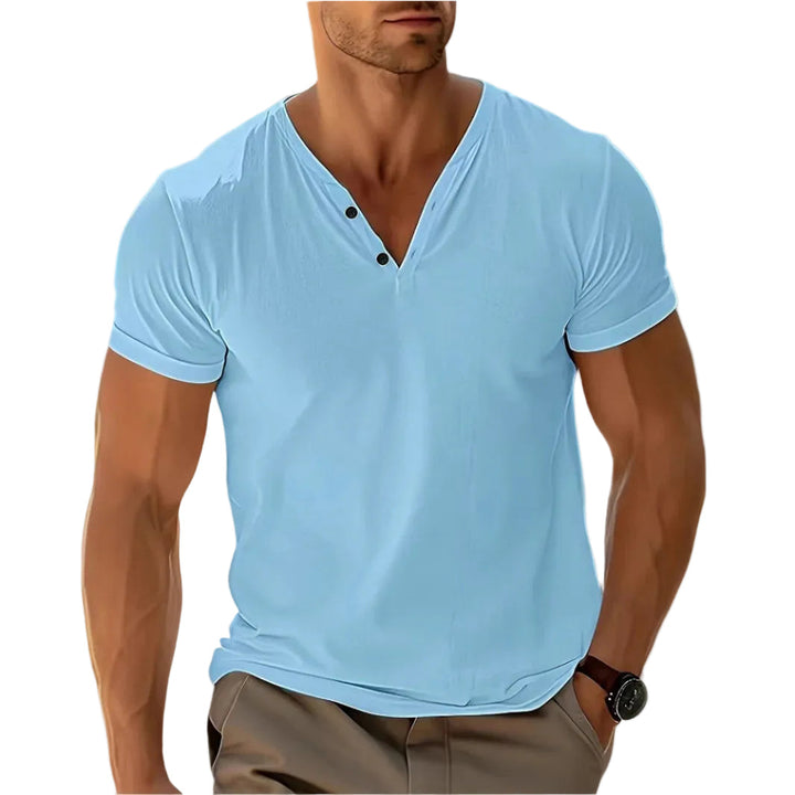 Herr Henley skjorta i ledig stil. Perfekt för bekväm vardagslook och sommarstil.