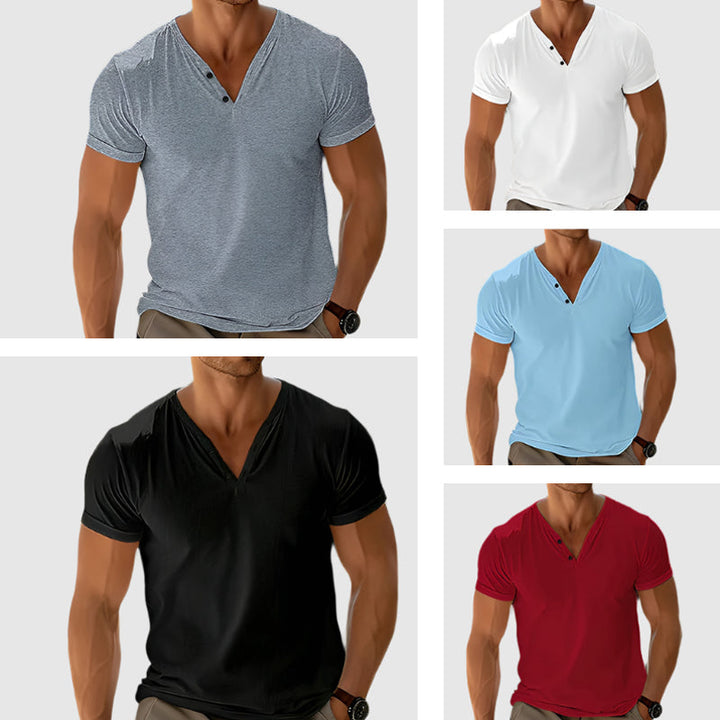 Modern herr Henley skjorta, perfekt för både sommar och vardag. Ger en bekväm och stilren känsla.