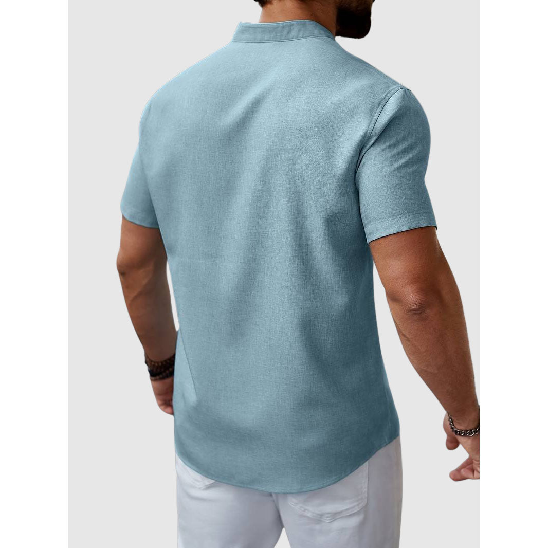 Herr Henley t-shirt med knappar, en klassisk kortärmad tröja för vardag & fritid.
