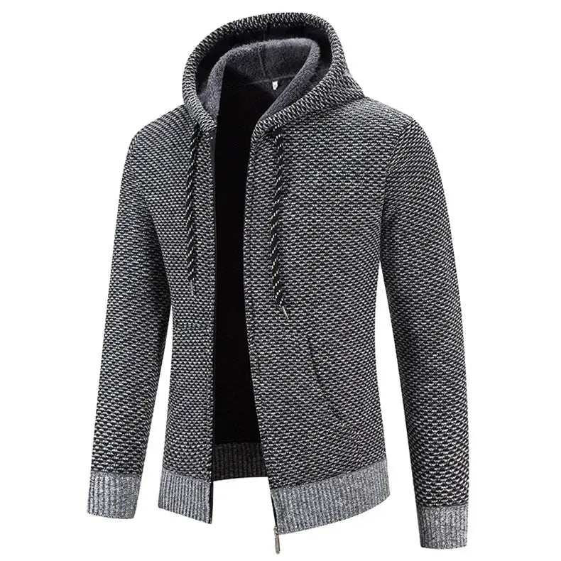 Trendig herr huvtröja med dubbel kapuschong. Optimal för en varm, bekväm och stilren look.