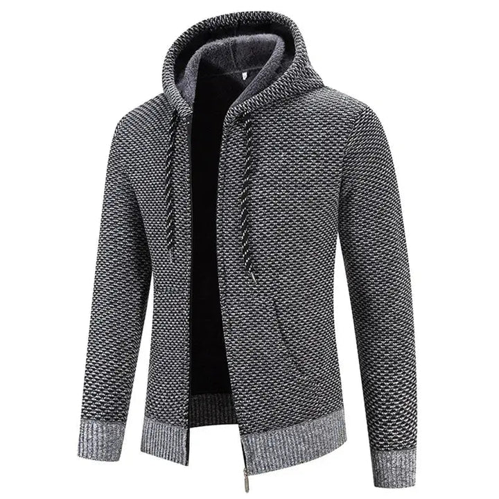 Trendig herr huvtröja med dubbel kapuschong. Optimal för en varm, bekväm och stilren look.