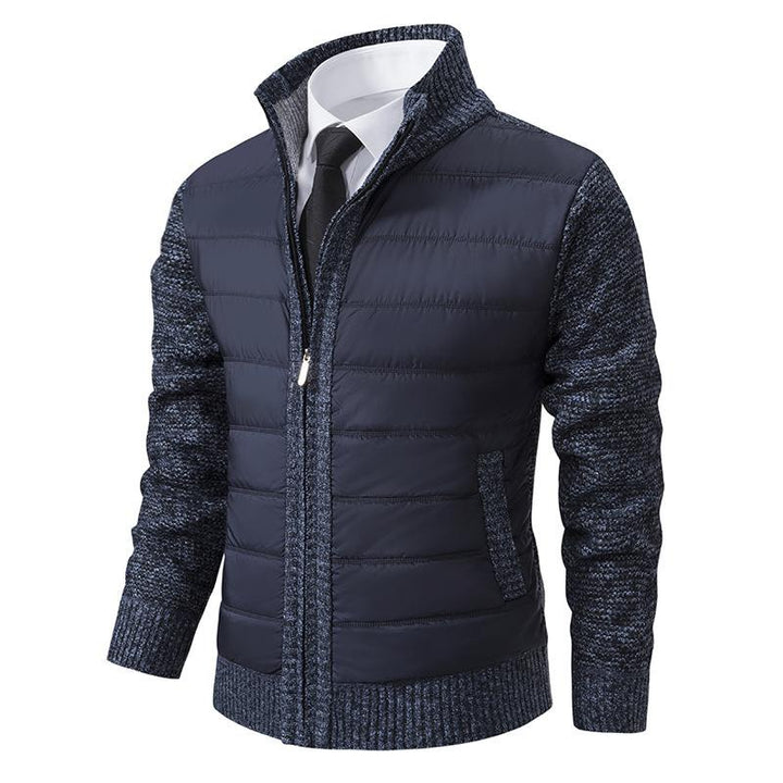 Herr hybridtröja med standardkrage och glidelås för en stilren och bekväm look. Perfekt för herrkläder.