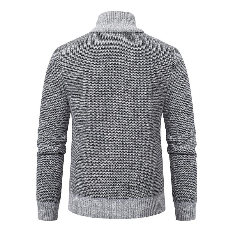 Herrtröja, hybridmodell med glidelås och standardkrage. Idealisk för smart casual eller formella tillfällen.