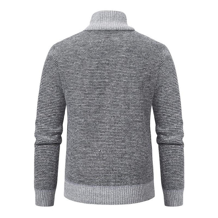Herrtröja, hybridmodell med glidelås och standardkrage. Idealisk för smart casual eller formella tillfällen.