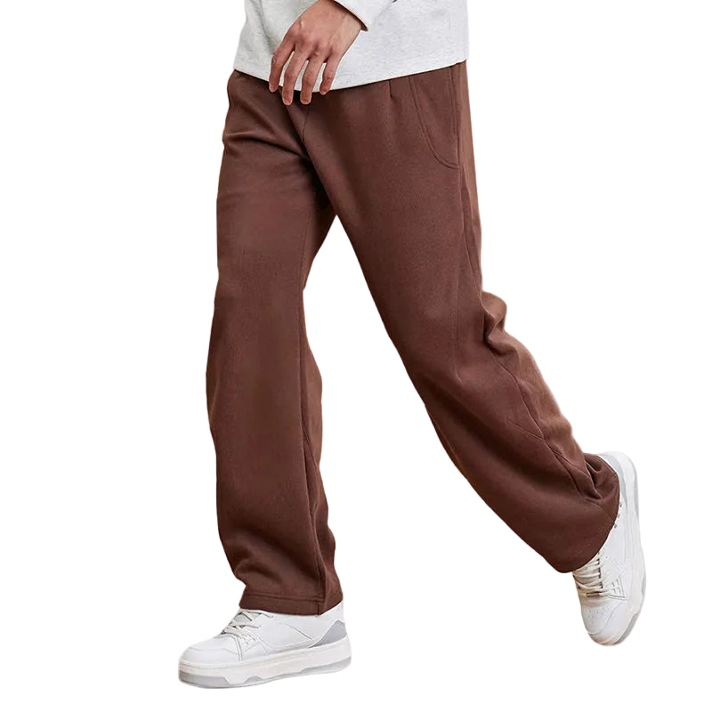 Herr joggingbyxor med rak ben i svart, bekväma för vardag och fritid.