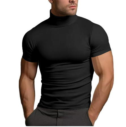 Herr Kortärmad Turtleneck tröja. Modern, stilren herrtröja med hög krage, perfekt för mångsidig stil.