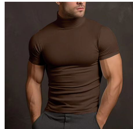 Elegant kortärmad turtleneck herrtröja. Skräddarsydd passform, ett stilrent basplagg för modern bekväm stil.