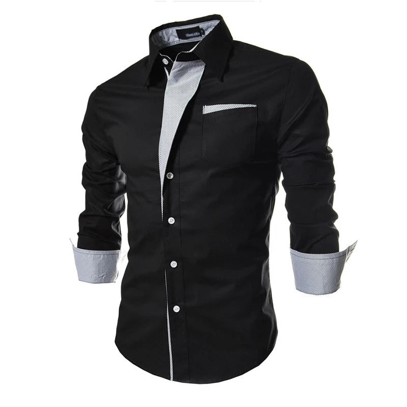 Snygg herrskjorta, långärmad och randig slim fit, ett måste för kontorskläder.